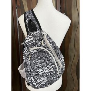 Eddie Bauer Ripstop 8L Sling Pack with a black and white tribal pattern